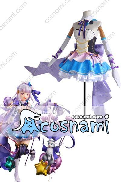 Re ゼロから始める異世界生活 エミリア コスプレ衣装 リゼロ アイドルver フィギュア Estream コス服靴カバー マイク付き フルセット