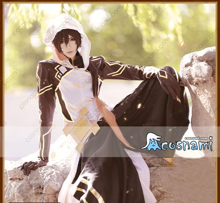 原神 コスプレ 鍾離 岩王帝君 衣装 ウィッグ付き鍾離コスプレ - コスプレ